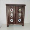 Handcrafted Persian Wooden Wall Key Holder with Traditional Style and 3 Hooks & Mirror