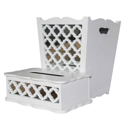 Wooden Waste Basket & Tissue Box Set - Ayene