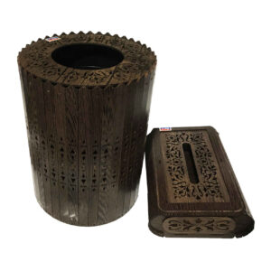 Wooden Waste Basket & Tissue Box Set – Negar