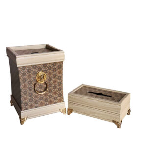 Wooden Waste Basket & Tissue Box Set – Rana