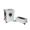 Wooden Waste Basket & Tissue Box Set - Rasta