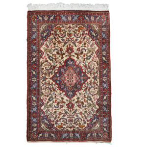 Hand-Knotted Persian Bijar Rug (Iron Rug Geometric Floral Medallion) – Red Wool