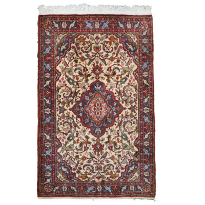Hand-Knotted Persian Bijar Rug (Iron Rug Geometric Floral Medallion) - Red Wool
