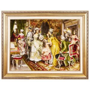 Hand-Knotted Persian Pictorial Rug from Tabriz Depicting Arturo Ricci L’attesa