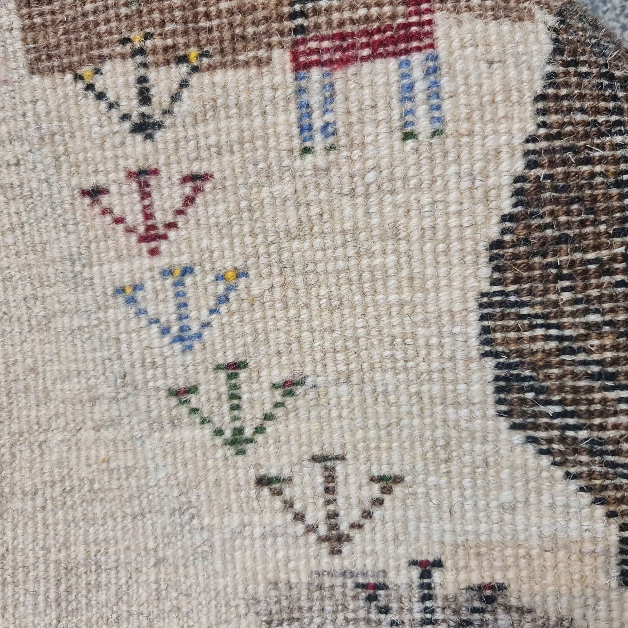 Authentic Handwoven Persian Tree of Life Gabbeh Rug – Cream Wool