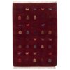 Authentic Handwoven Persian Minimalist Gabbeh Rug with Animal Motifs - Red Wool