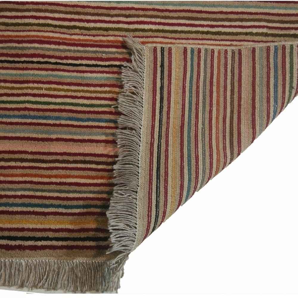Authentic Handwoven Persian Striped Gabbeh Rug in Red – Wool