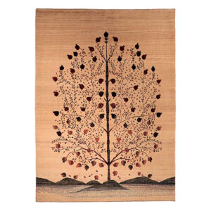 Authentic Handwoven Persian Tree of Life Gabbeh Rug – Brown Wool
