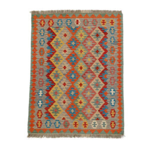 Orange Fars Tribal Geometric Kilim Rug – Authentic Handwoven Persian Wool
