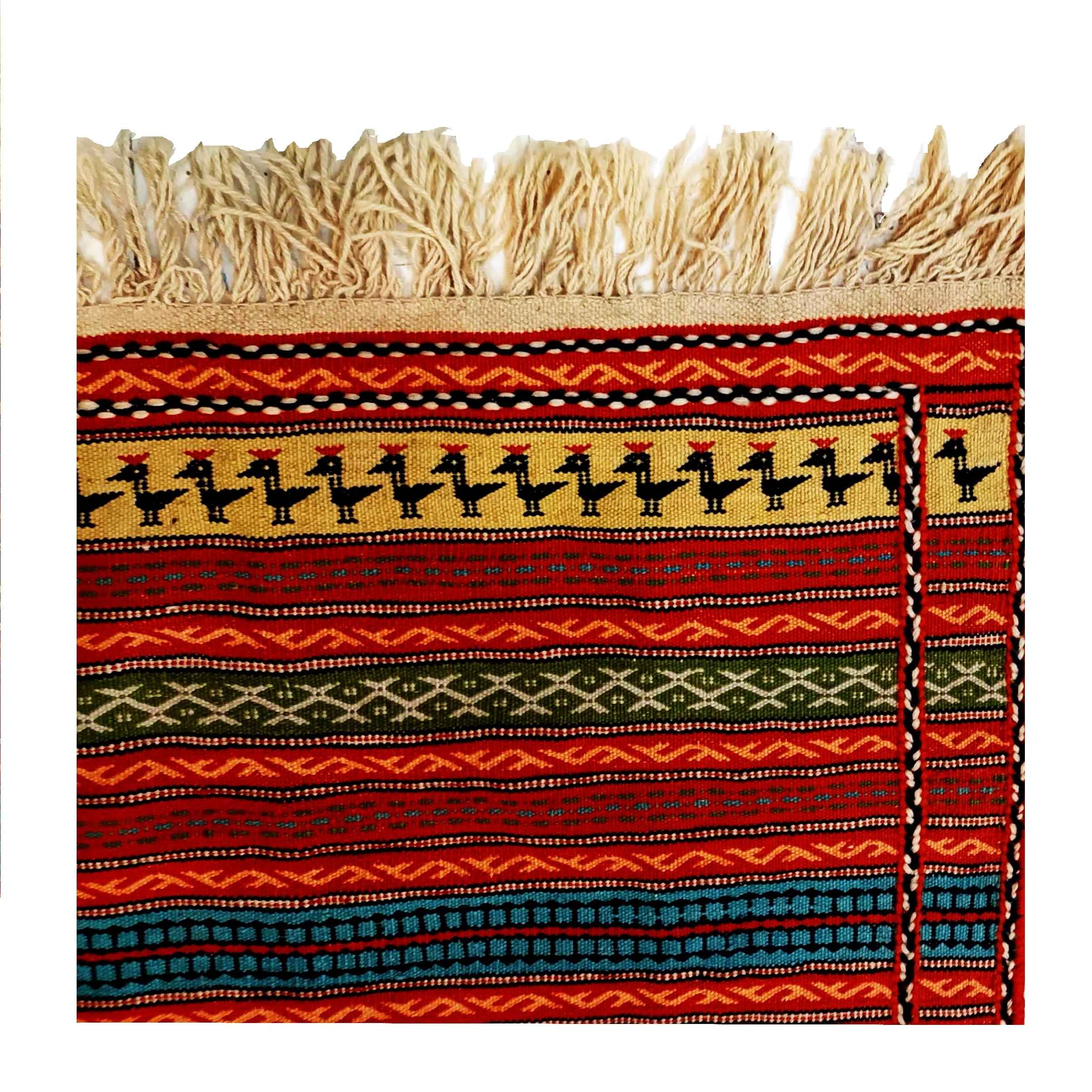 Red Striped Khorasan Kilim Rug – Authentic Handwoven Persian Wool