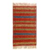 Red Striped Khorasan Kilim Rug - Authentic Handwoven Persian Wool