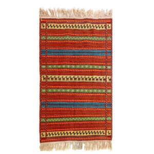Red Striped Khorasan Kilim Rug – Authentic Handwoven Persian Wool
