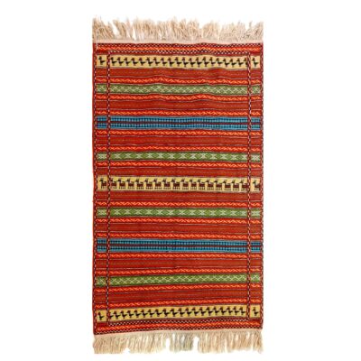 Red Striped Khorasan Kilim Rug - Authentic Handwoven Persian Wool