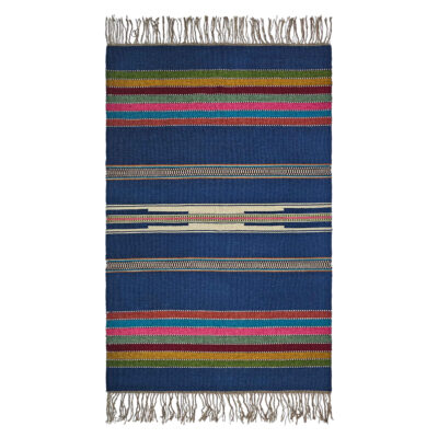 Blue Striped Kilim Rug from Lorestan - Authentic Handwoven Persian Wool