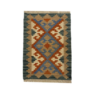 Green Fars Qashqai Geometric Kilim Rug – Authentic Handwoven Persian Wool