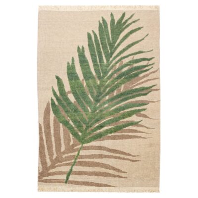 Cream Palm Leaf Kilim Rug from Kerman - Authentic Handwoven Persian Wool