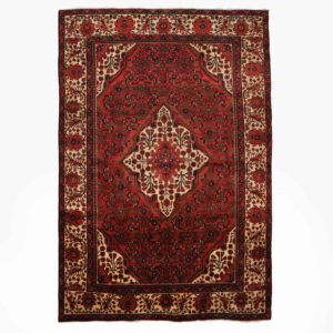 Hand-Knotted Persian Chaharmahal & Bakhtiari Rug (Floral Medallion) – Red Wool