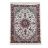 Hand-Knotted Persian Kashan Rug (Traditional Toranj Floral Medallion) - Cream Silk & Wool