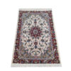 Hand-Knotted Persian Kashan Rug (Traditional Toranj Floral Medallion) - Cream Silk & Wool