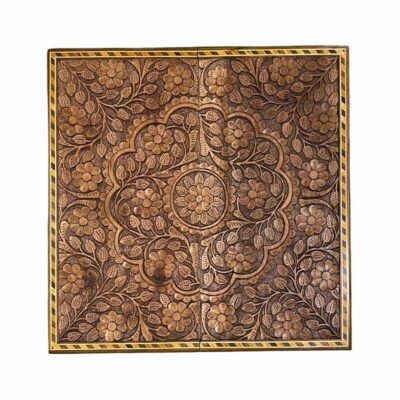 Handcrafted Solid Walnut Wood Persian Backgammon Board with Intricate Floral Design