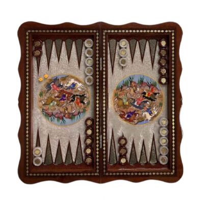 Skilled Artisan Inlaid Marquetry Persian Backgammon Board with Khatam-kari Chovgan Design
