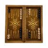Handcrafted Solid Walnut Wood Persian Backgammon and Chess Board with Hashtpar Design