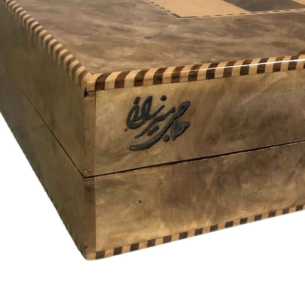 Handcrafted Solid Walnut Wood Persian Backgammon and Chess Board with Mina Design