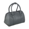 Gray Leather Bauletto Handbag with Large Capacity for Women
