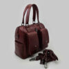 Leather Bauletto Handbag with Double Pocket Design for Women
