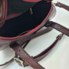 Maroon Leather Bauletto Handbag with Snakeskin Pattern for Women