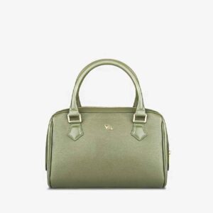 Real Leather Bauletto Handbag with Top Handle for Women