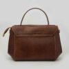 Brown Leather Bauletto Handbag with Single Handle & Long Strap
