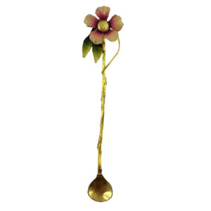 Brass Bar Spoon with Elegant Flower Design Set – 3 Pieces
