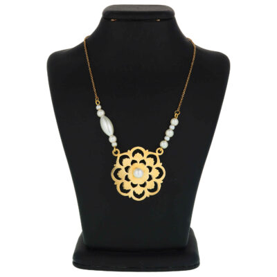 Persian Brass Pendant Necklace for Women – Handmade Traditional Flower Design