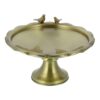 Casual Brass Pedestal Serving Tray - Gold Bird Design Snack Tray