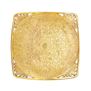Brass Serving Stand Square Shape with Intricate Engraving Elegance