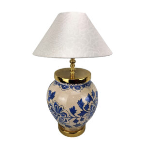 Classic Floral Handcrafted Ceramic Vase Table Lamp – Home Decor Light