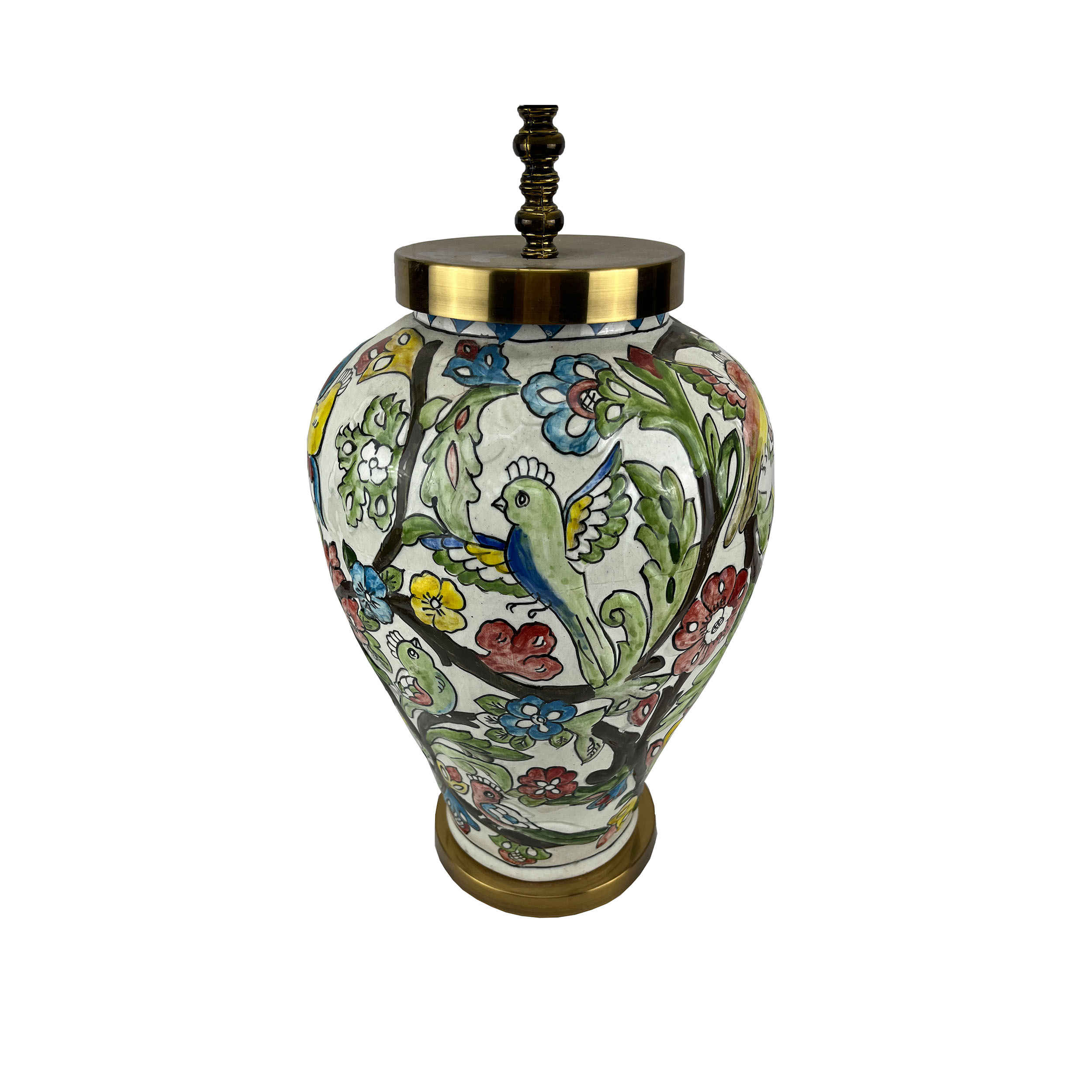 Classic Traditional Floral Ceramic Vase Lamp – Handcrafted Accent Light