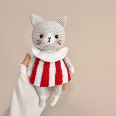 Handmade Amigurumi Stuffed Animal – Gray | 23 cm Cute & Cozy