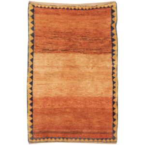 Authentic Handwoven Persian Minimalist Gabbeh Rug – Bordered Red Wool