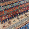 Genuine Handwoven Persian Striped Gabbeh Rug in Blue - Wool Blend