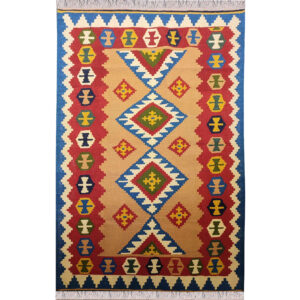 Genuine Tabriz Tribal Geometric Kilim Rug – Handwoven Persian Wool