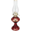 Glass Kerosene Oil Lamp in Red with Persian Shah Abbasi Design