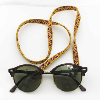 Handcrafted Glasses Strap – Baluchi Embroidery in Yellow & Purple