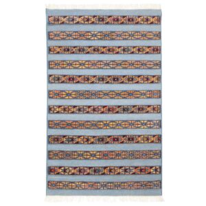 Blue Striped Golestan Kilim Rug – Authentic Handwoven Persian Wool & Cotton