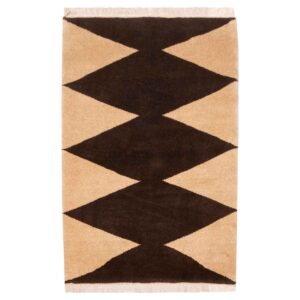 Handwoven Persian Minimalist Gabbeh Rug – Geometric Brown Wool