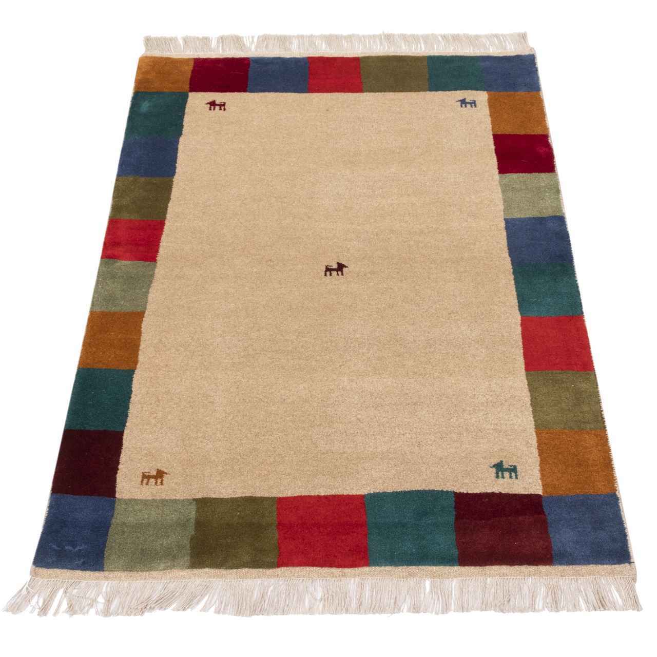 Genuine Handwoven Persian Minimalist Gabbeh Rug – Bordered Brown Wool
