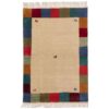 Genuine Handwoven Persian Minimalist Gabbeh Rug - Bordered Brown Wool