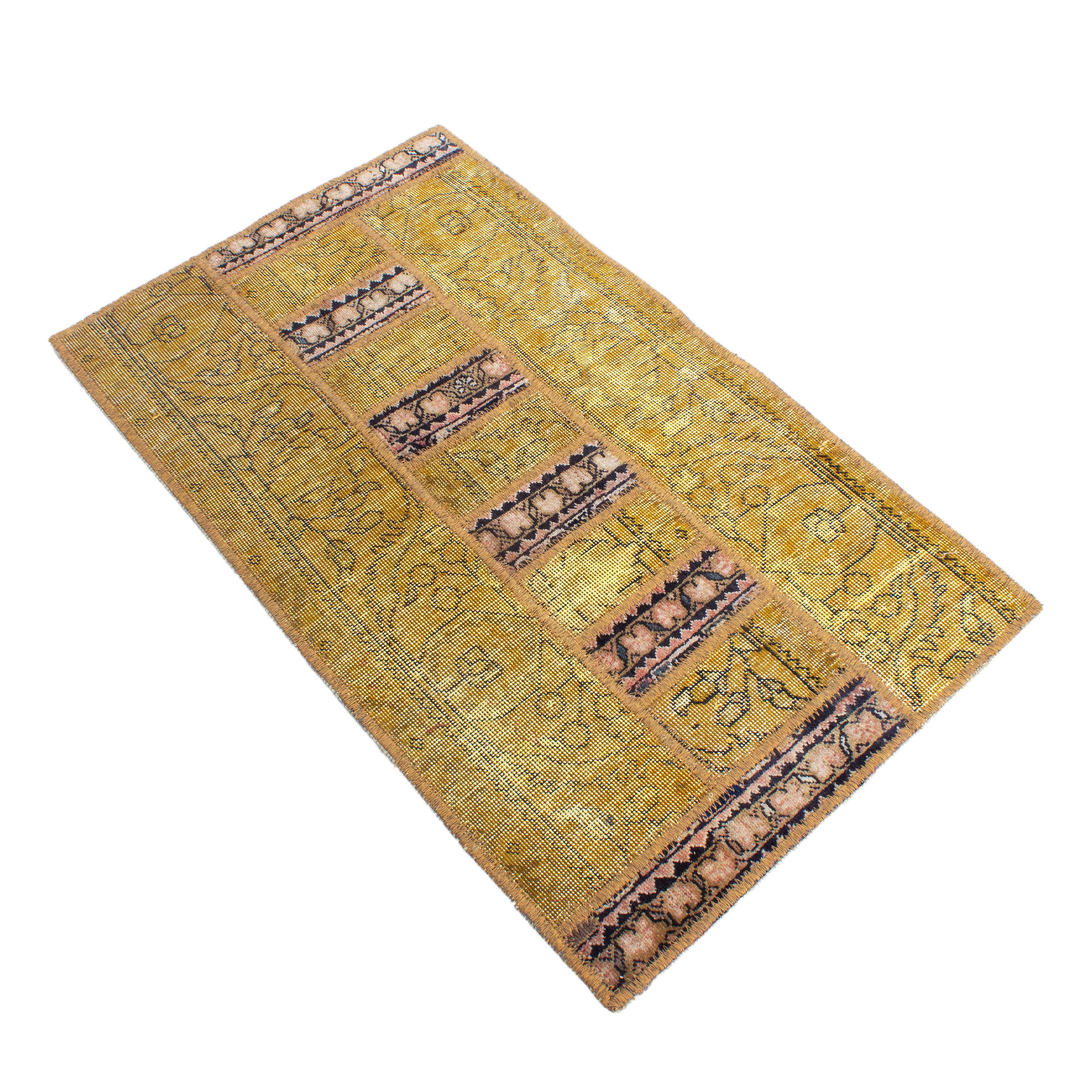 Vintage Persian Hand-Knotted Patchwork Carpet Hadis