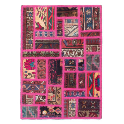 Vintage Persian Hand-Knotted Patchwork Carpet Zinat